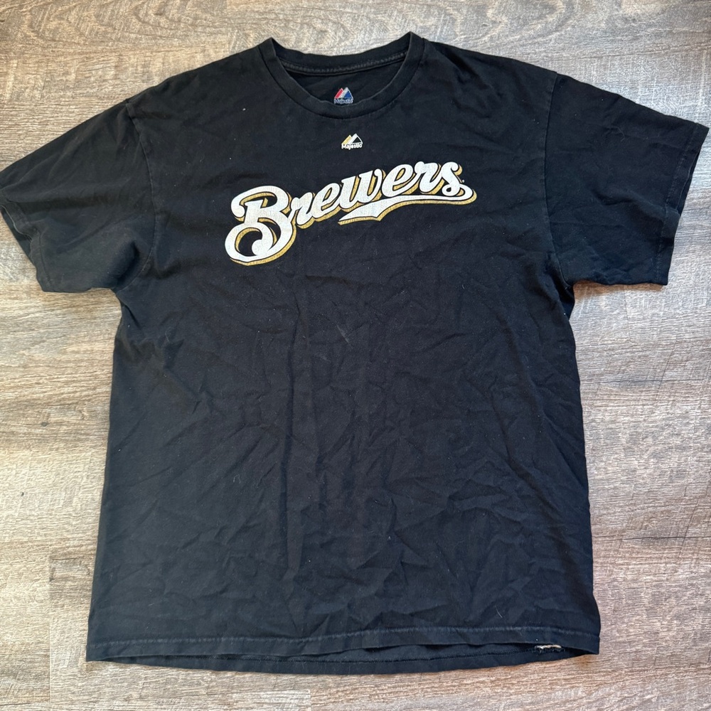 Milwaukee Brewers Shirt Mens XL Black  Majestic Yovani Gallardo #49 MLB Baseball - Picture 2 of 8